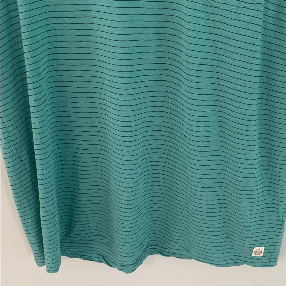 Marine Layer Men’s Hemp Blend Striped Pocket Tee Shirt Size Large Green - Picture 4 of 11